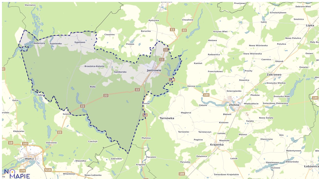 Mapa obszarów ochrony przyrody Jastrowia